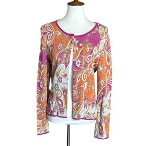 Geiger Austria lightweight cardigan with paisley print Orange & pink Size 38 = 8